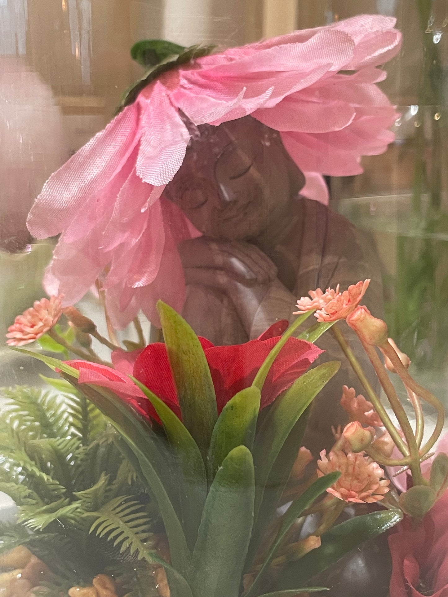Buddha with a flower hat terrarium 🌱🌹💚