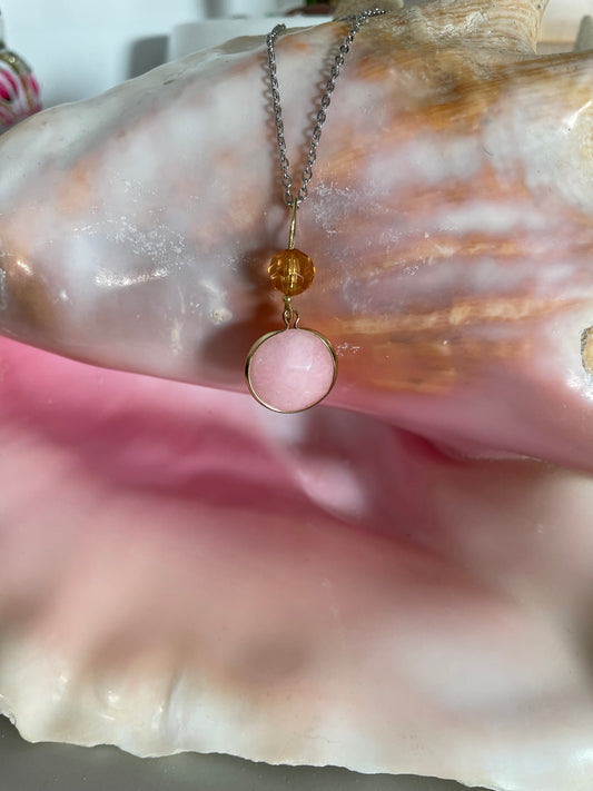 Rose quartz necklace ๐
