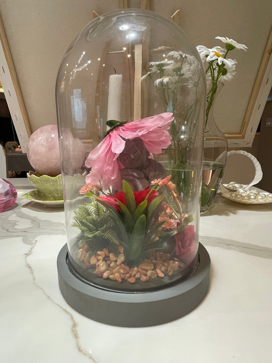 Buddha with a flower hat terrarium 🌱🌹💚
