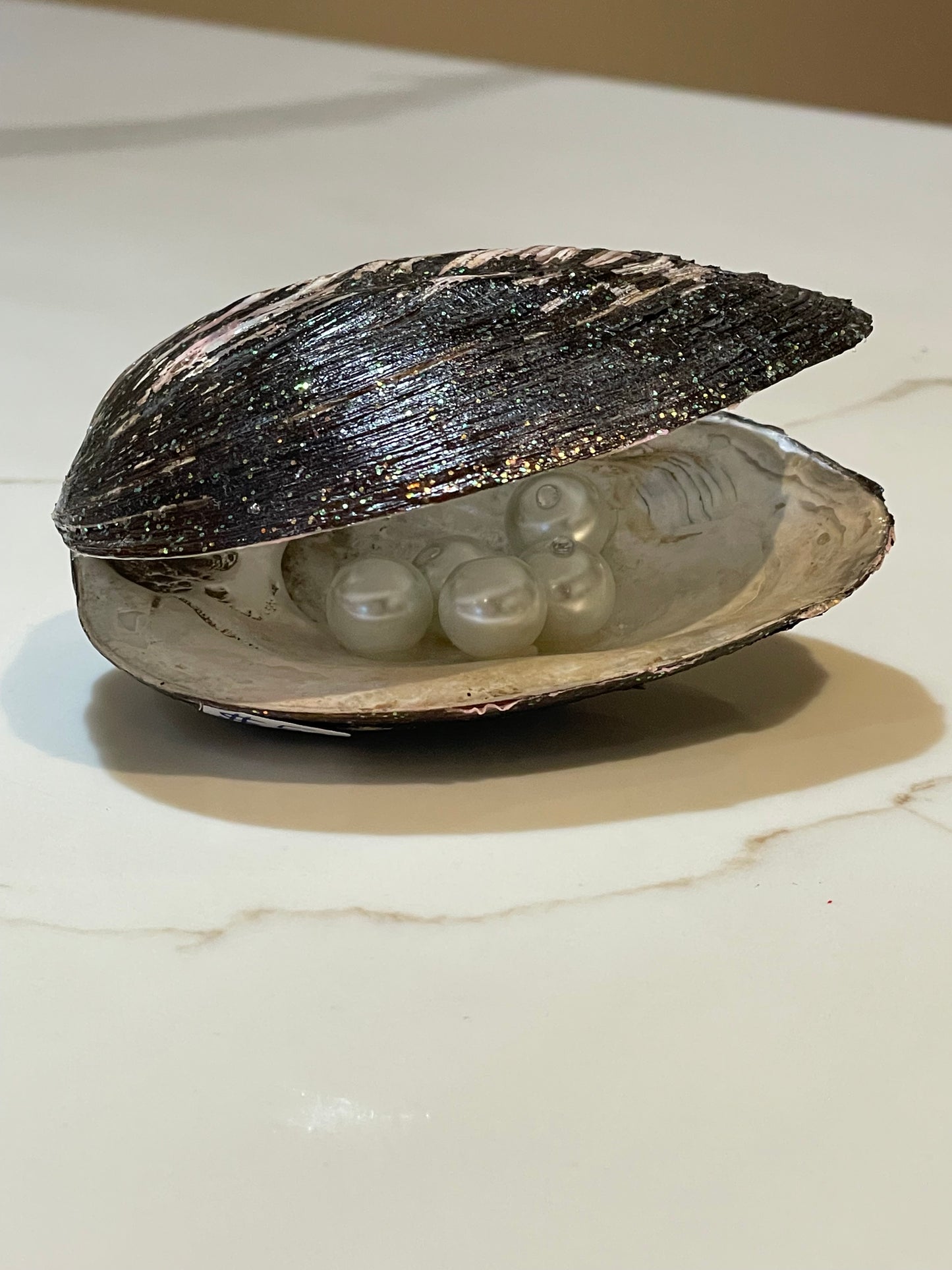 Sparkly river shell with pearls inside ✨✨