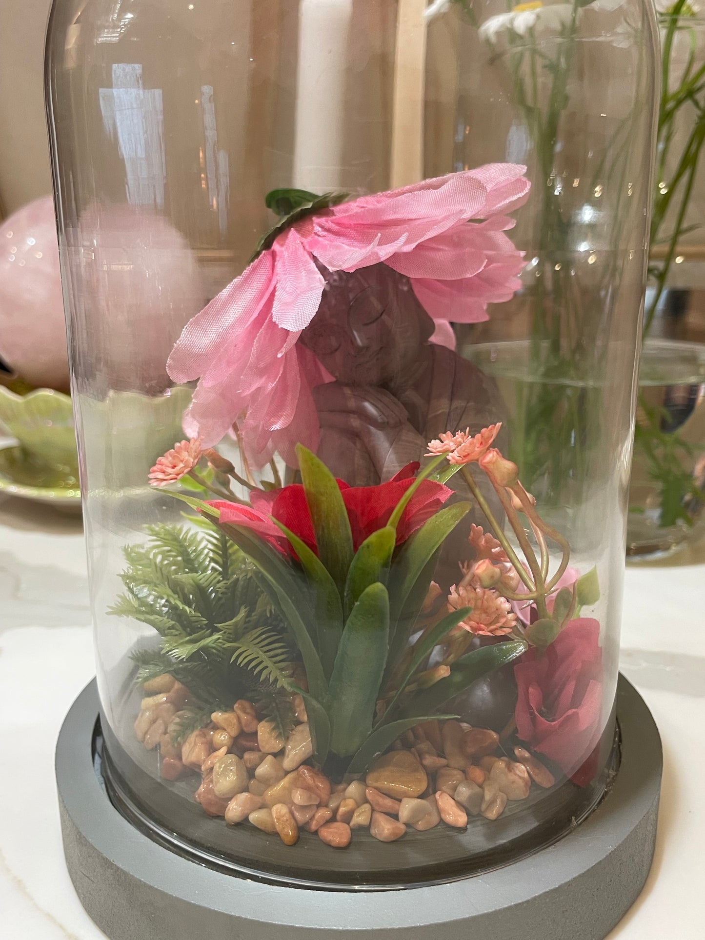 Buddha with a flower hat terrarium 🌱🌹💚